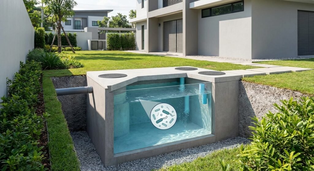 Septiskās tvertnes baktērijas notekūdeņu sadalē un smaku samazināšanā