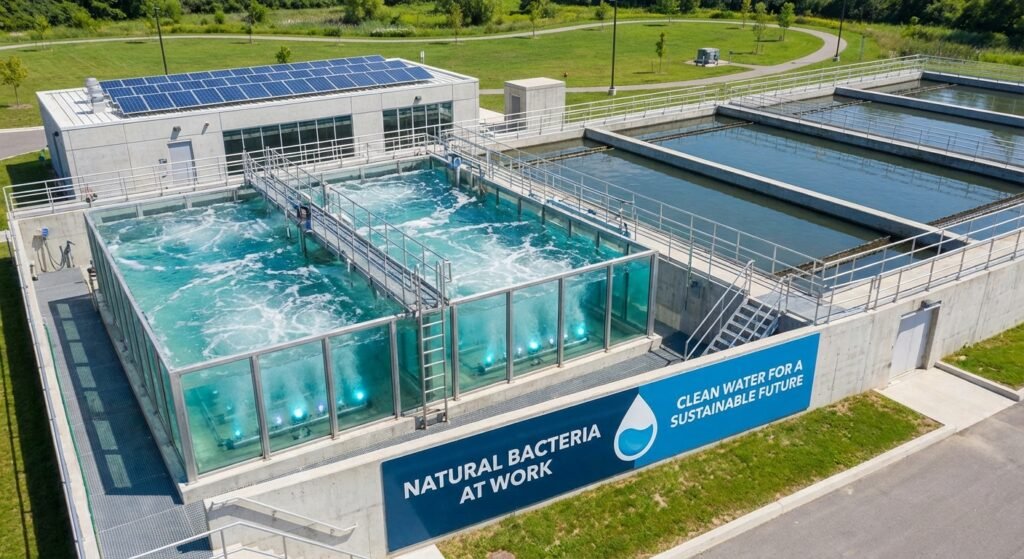Notekūdeņu attīrīšanas stacija ar baktērijām