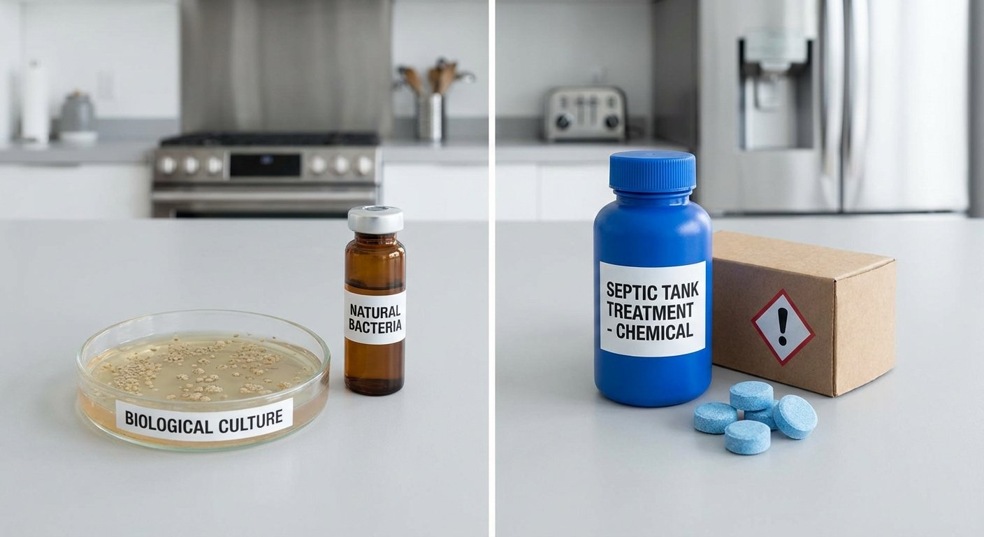 Salīdzinājums starp bioloģiskajām baktērijām un parastiem ķīmiskiem līdzekļiem