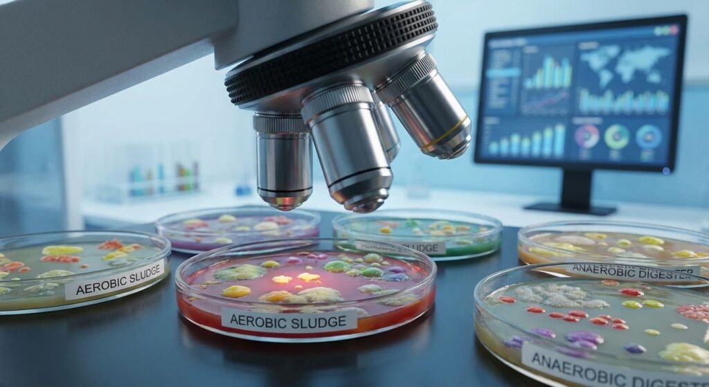 Baktērijas bioloģiskajās attīrīšanas iekārtās zem mikroskopa